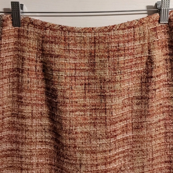 Colorful Tweed Pencil Skirt 4P Red Pink Orange Modern Classic Knee Length Retro - Picture 2 of 6